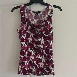 WHBM Rose Floral Ruffled Tank Top. Size XS.